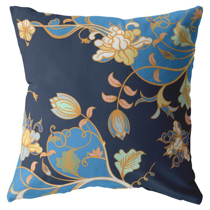 Hivvago 18" Navy Blue Garden Zippered Suede Throw Pillow