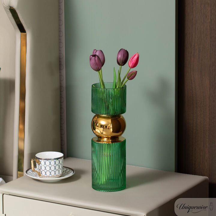 12-Inch Decorative Green Tall Glass Vase