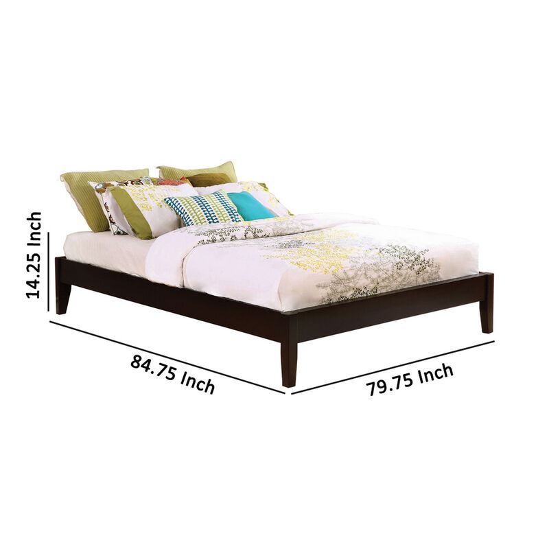 Wooden Eastern King Platform Bed with Chamfered Legs, Dark Brown-Benzara