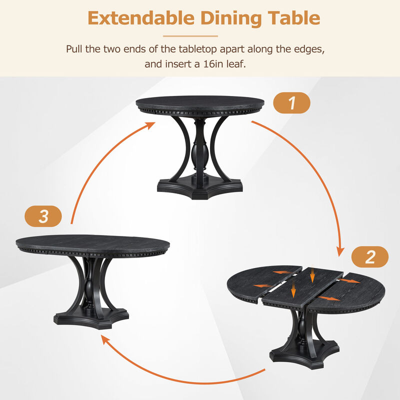 Merax Retro 5-piece Dining Round Table Set