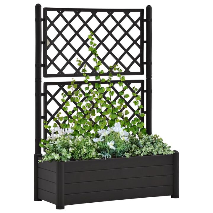 vidaXL Garden Planter with Trellis 39.4x16.9x55.9 PP Anthracite