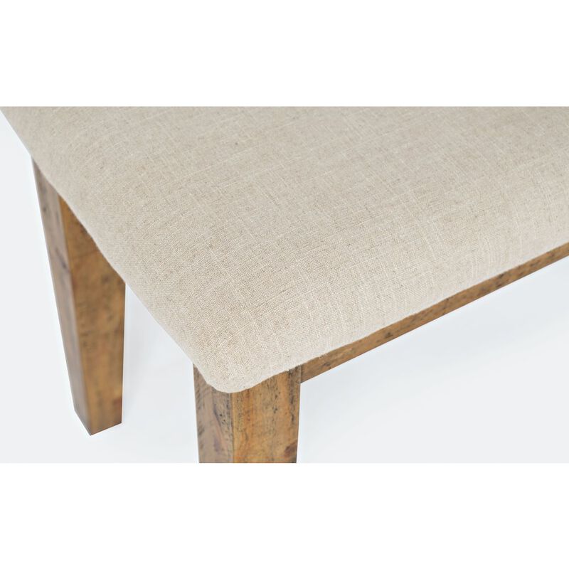 Jofran Telluride Rustic Farmhouse Solid Wood 55 Upholstered Dining Bench