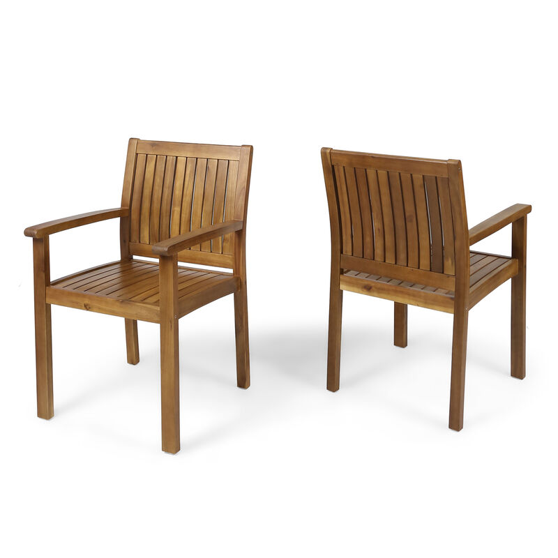 Merax Acacia Wood Outdoor Indoor Dining Chairs 2PCS