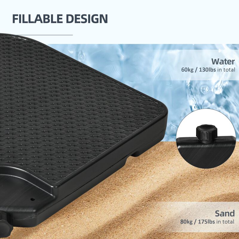 Black Umbrella Stabilizer: 4-Piece Patio Base Weights, 175lbs Total