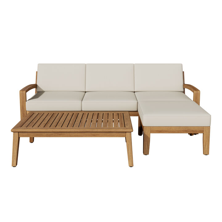 Merax Acacia Wood Sectional Sofa Seating Set for Outdoor