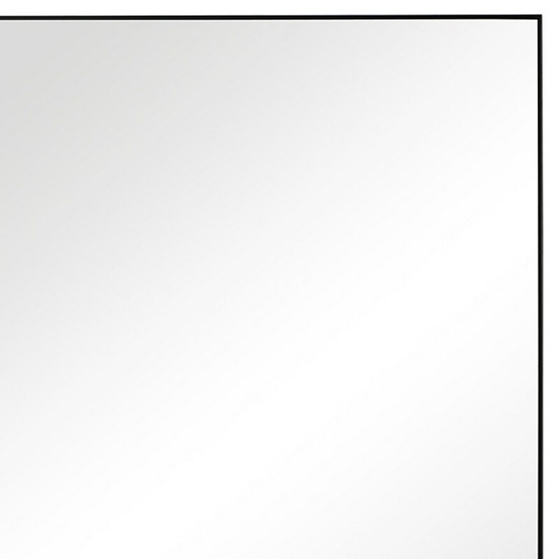 Rectangular Shape Thin Polystyrene Frame Long Mirror, Black-Benzara