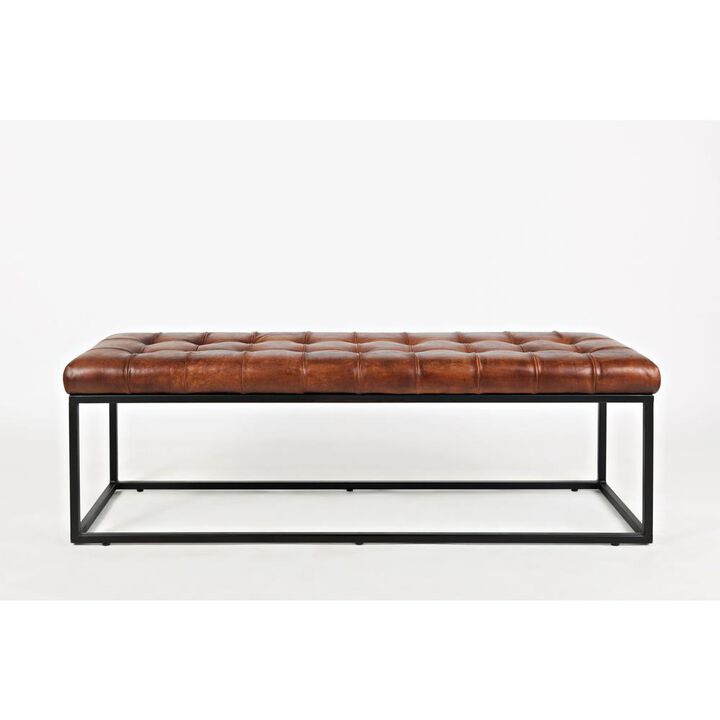 Jofran 55 Genuine Distressed Leather Ottoman Bench