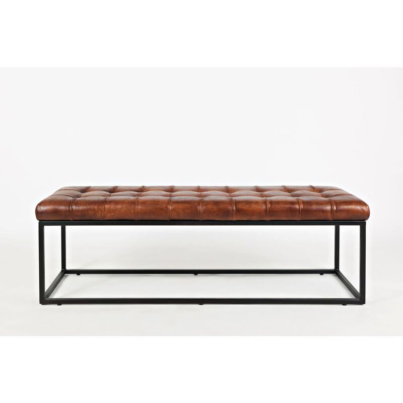 Jofran 55 Genuine Distressed Leather Ottoman Bench