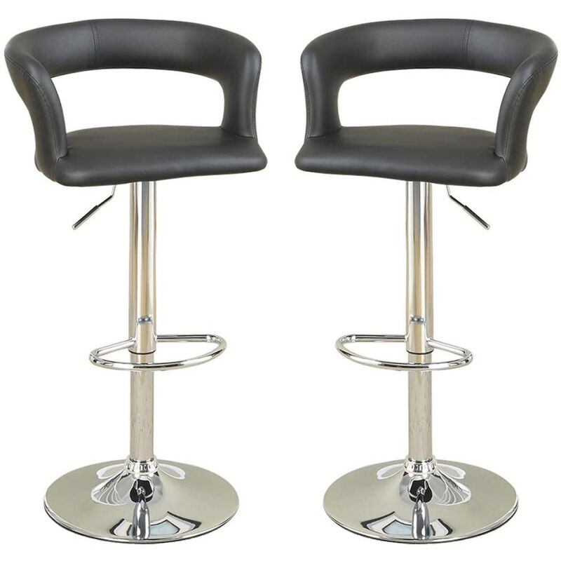 Barstool Counter Height Chairs Set Of 2 Adjustable Height Kitchen Island Stools PVC Faux Leather
