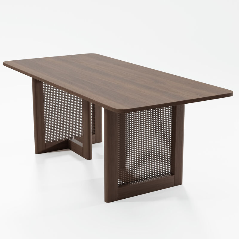 67 Cinna Walnut Oak Wood Rectangle Dining Table (Seats 6)