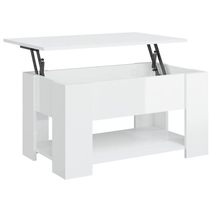 vidaXL Coffee Table - Modern High Gloss White | Engineered Wood Construction | Rectangular Shape | Assembly Required