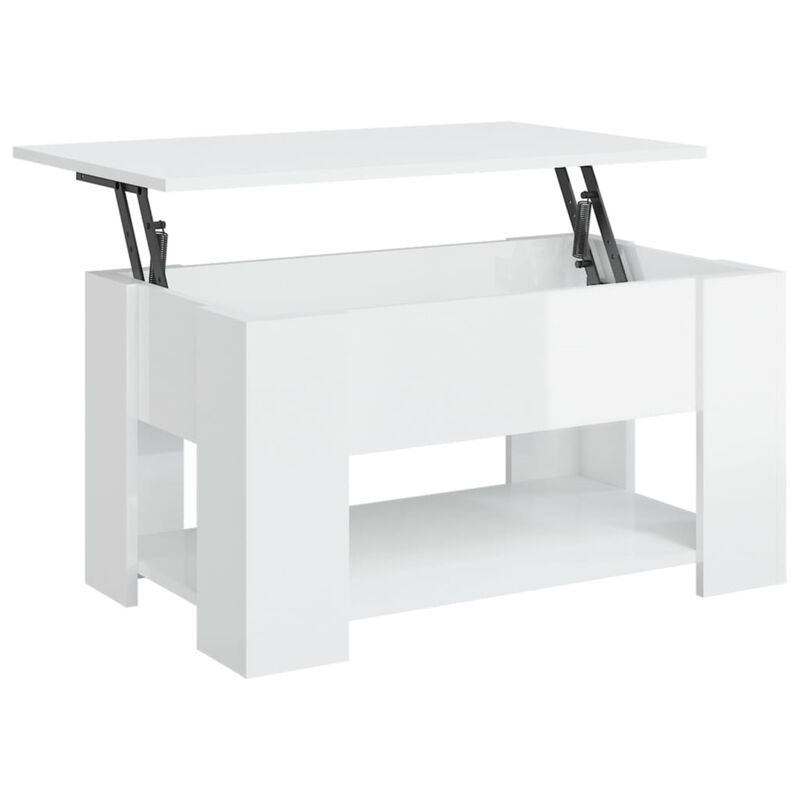 vidaXL Coffee Table - Modern High Gloss White | Engineered Wood Construction | Rectangular Shape | Assembly Required