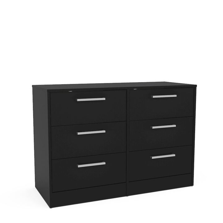 Polifurniture Juliette 6 Drawer Dresser, Black