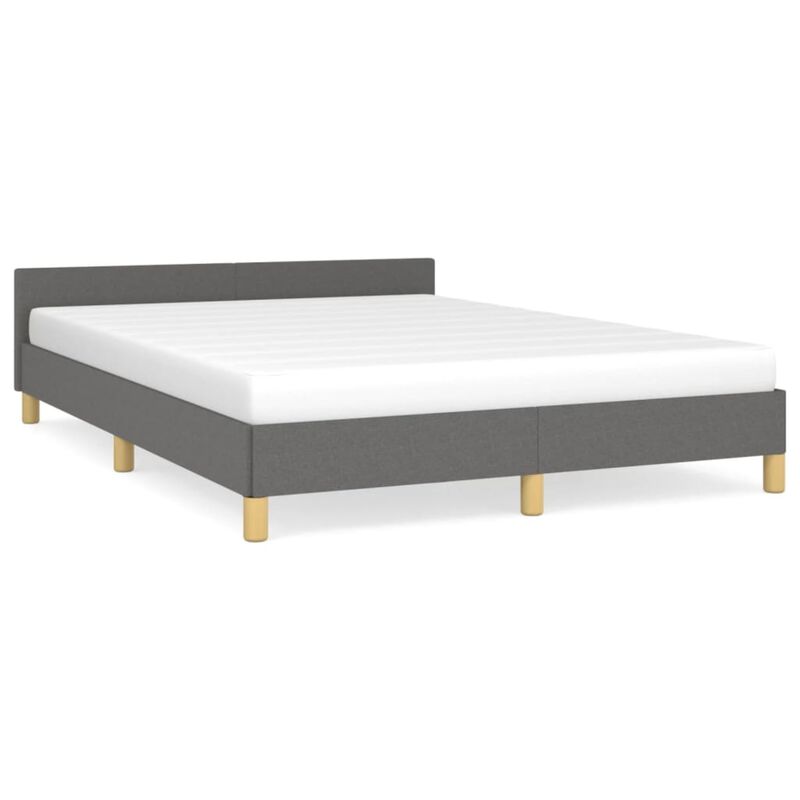 vidaXL Queen Bed Frame with Headboard, Dark Gray Fabric Upholstery, Durable Supportive Legs and Plywood slats, Simplistic Modern Design, Easy Assembly Furniture