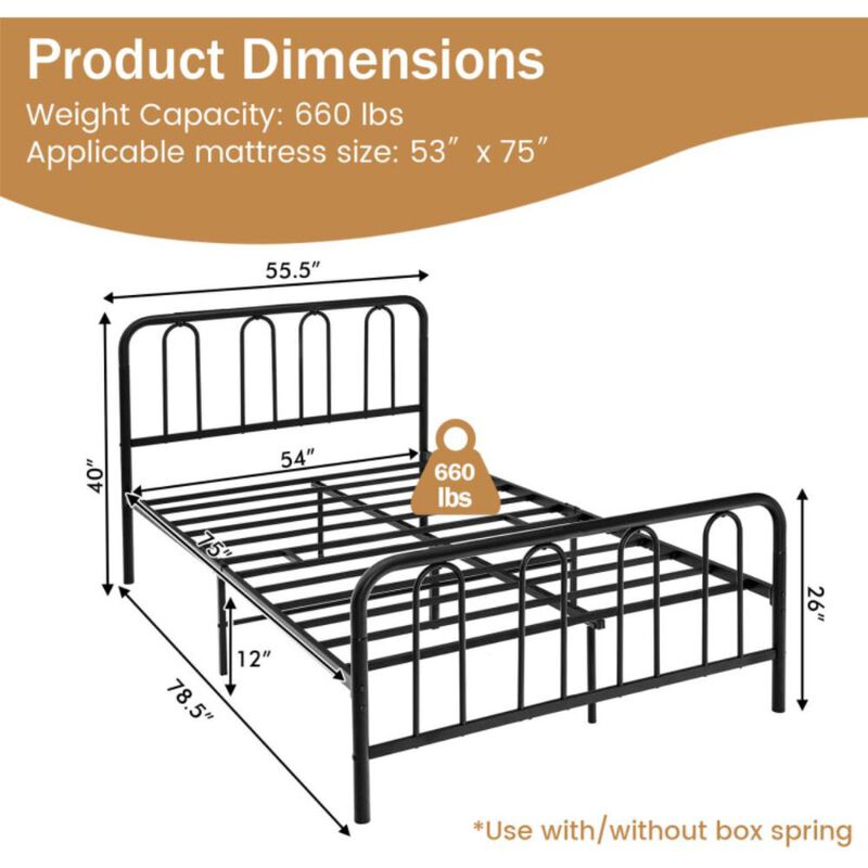 Hivvago Metal Bed Frame with Headboard and Footboard