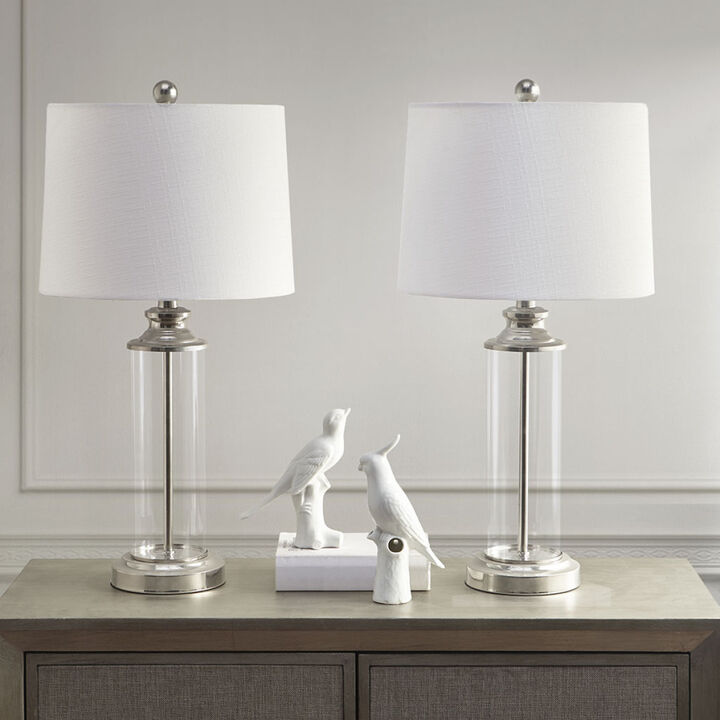 Clarity Glass Cylinder Table Lamp Set Of 2