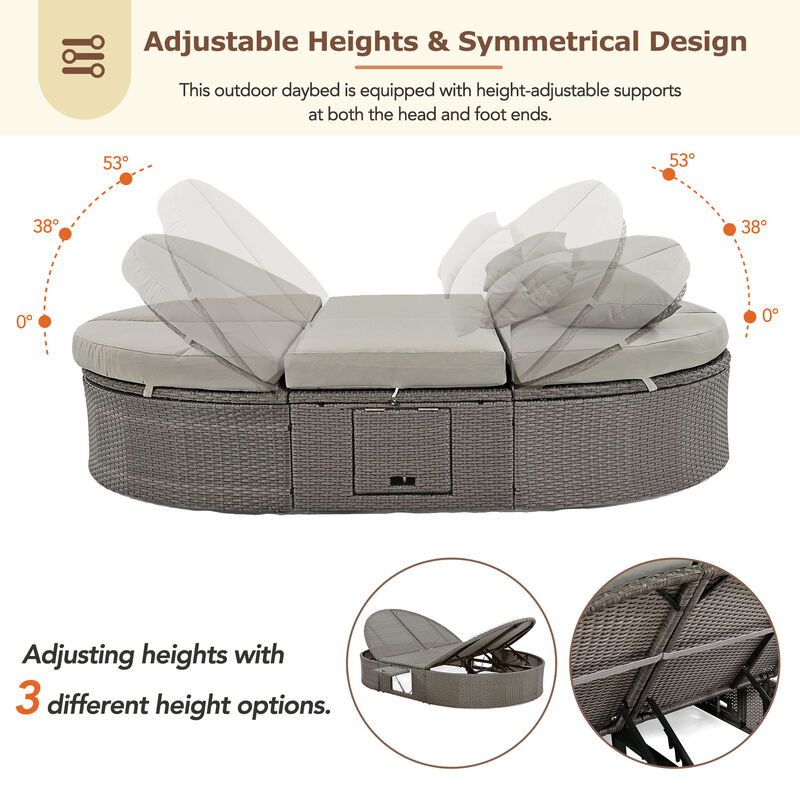 Merax  2-Person Daybed with Cushions and Pillows Outdoor Sun Bed Patio