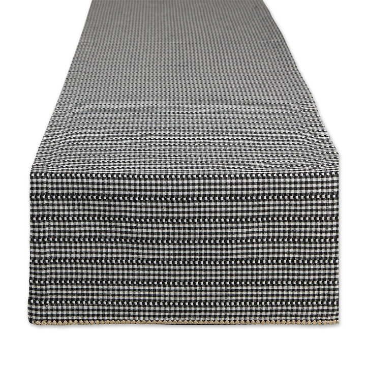 14" x 72" White and  Black Farmhouse Gingham Table Runner