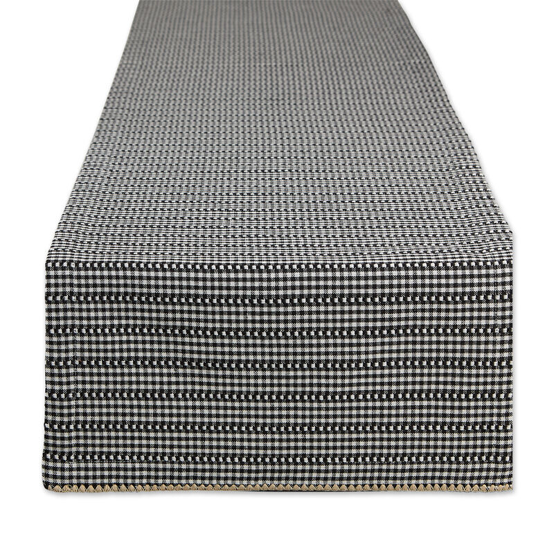 14" x 72" White and  Black Farmhouse Gingham Table Runner