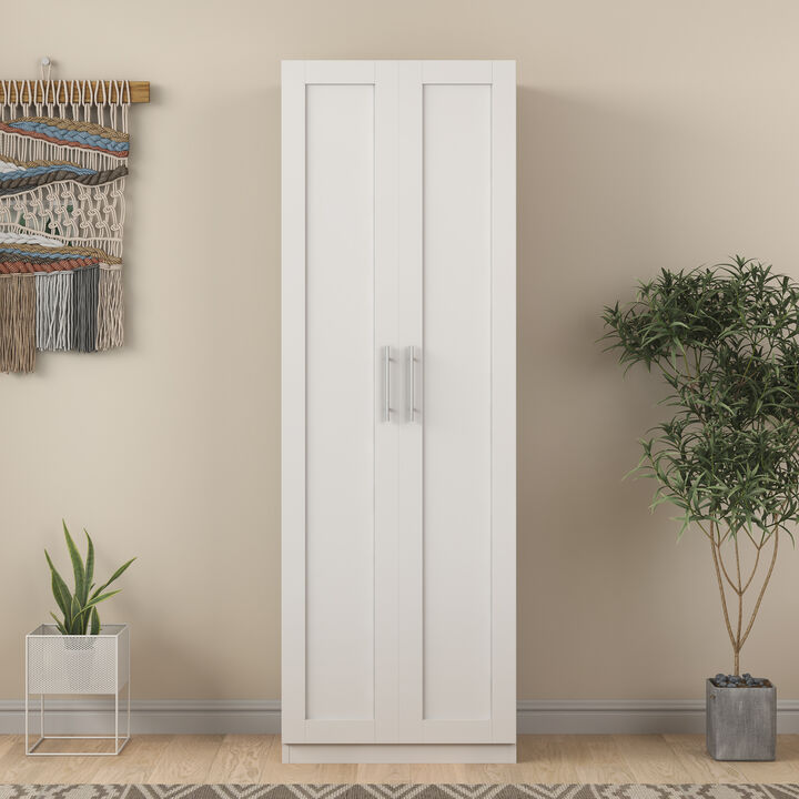 High Wardrobe And Kitchen Cabinet With 2 Doors And 3 Partitions To Separate 4 Storage Spaces