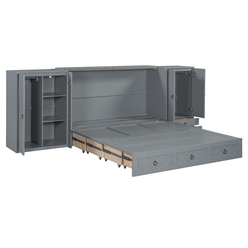 Merax Murphy Bed with USB Port and Wardrobe