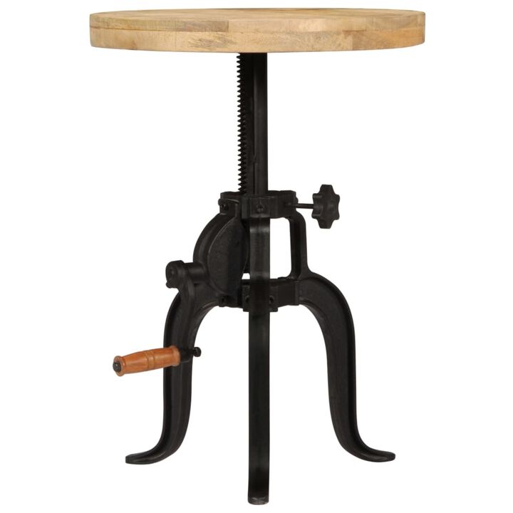 vidaXL Side Table 17.7"x (17.7"-24.4") Solid Mango Wood and Cast Iron