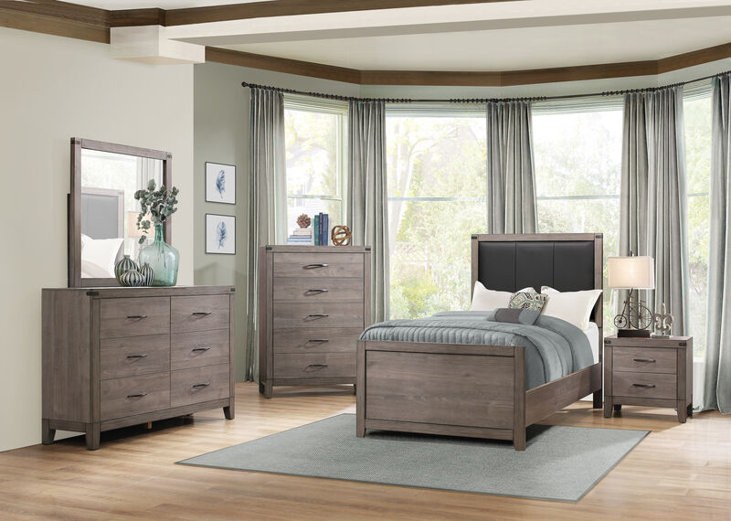 Streamdale Modern Nightstand with 2 Drawers, Brownish Gray Finish