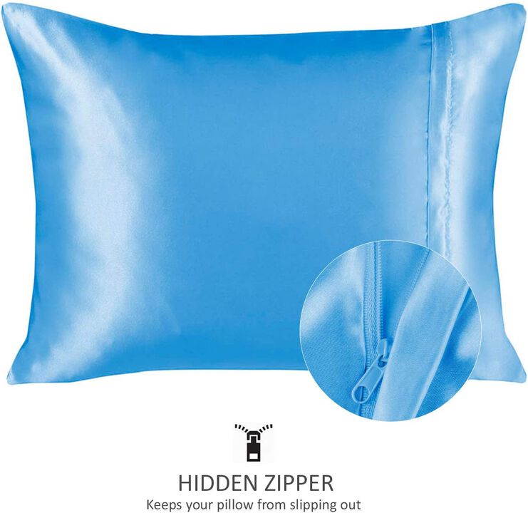 Satin Pillow Case with Zipper - Luxury Pillow Cover (Pillowcase Set of 2)