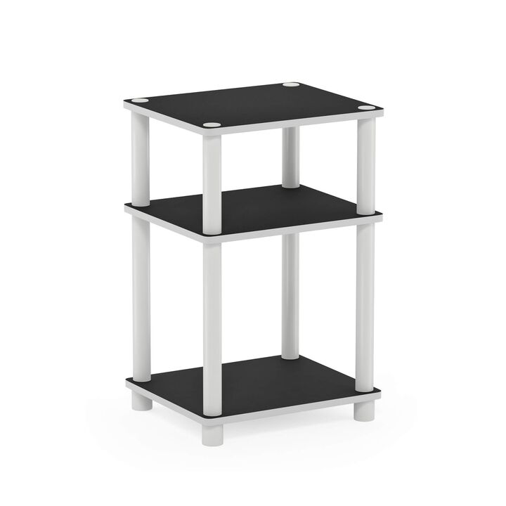 FurinnoFurinno Just 3-Tier Turn-N-Tube End Table / Side Table / Night Stand / Bedside Table with Plastic Poles, 1-Pack, White(Espresso)/White