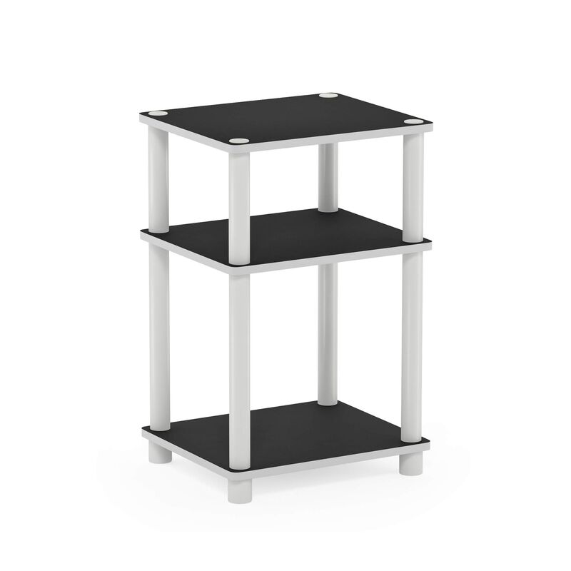 FurinnoFurinno Just 3-Tier Turn-N-Tube End Table / Side Table / Night Stand / Bedside Table with Plastic Poles, 1-Pack, White(Espresso)/White