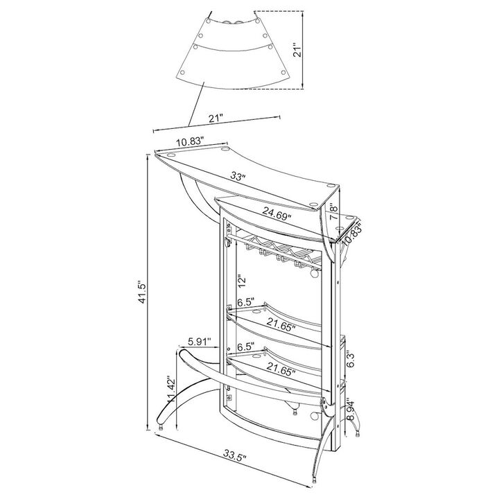 Coaster Co. of America Dallas 2-shelf Curved Freestanding Home Bar Cabinet Black