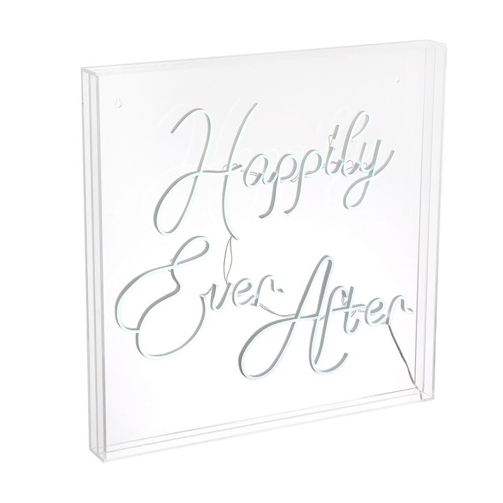 Happily Ever After 23.63" Square Contemporary Glam Acrylic Box USB Operated LED Neon Light