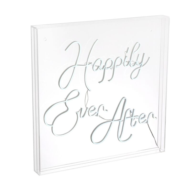 Happily Ever After 23.63" Square Contemporary Glam Acrylic Box USB Operated LED Neon Light