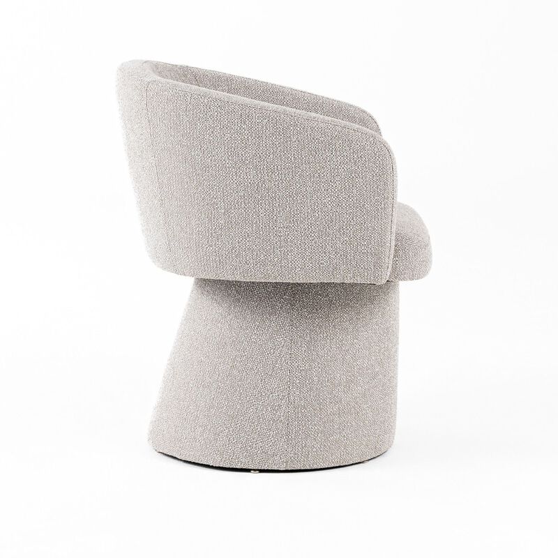 24 Inch Accent Dining Chair, Cushioned Seat and Windsor Back, Gray Linen - Benzara