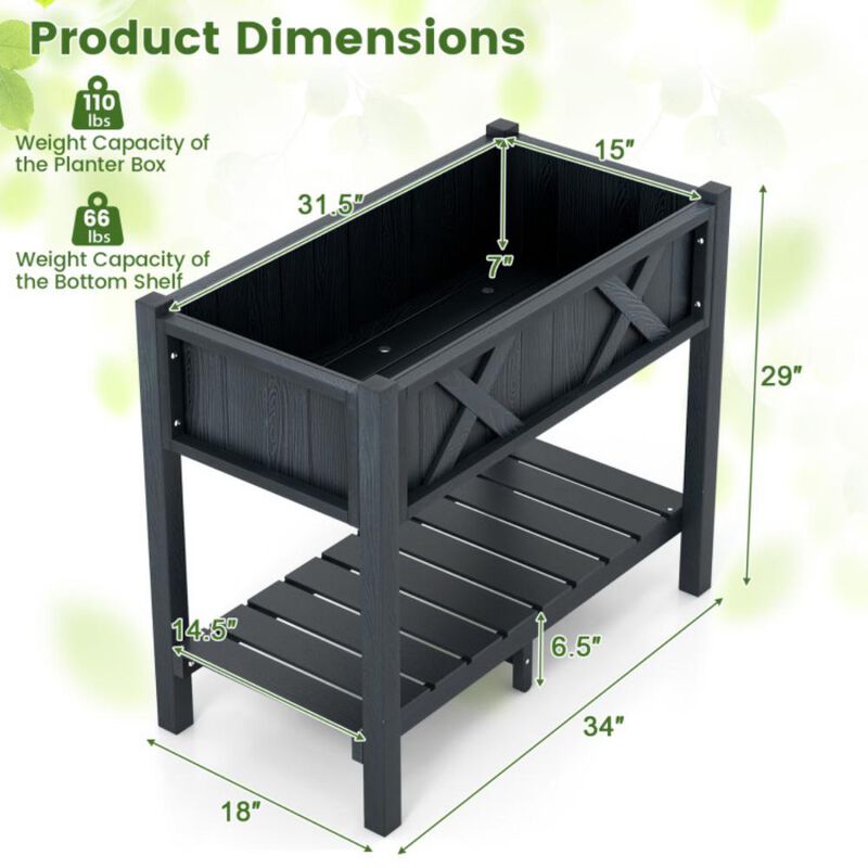 HIPS Raised Garden Bed Poly Wood Elevated Planter Box