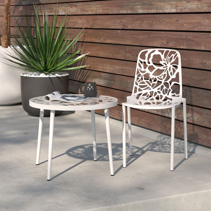 LeisureMod Devon Modern Indoor Outdoor Aluminum Dining Chair in Khaki Green