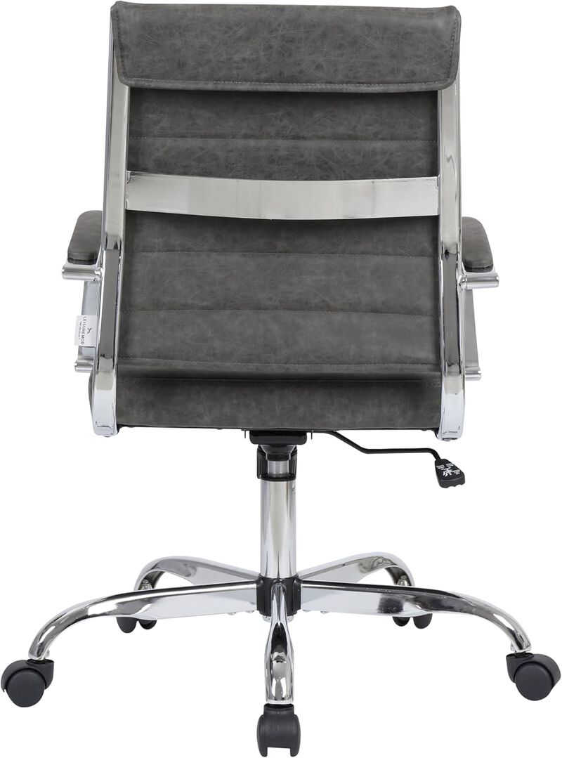 LeisureMod Benmar Modern Mid-Back Adjustable Swivel Leather Office Chair