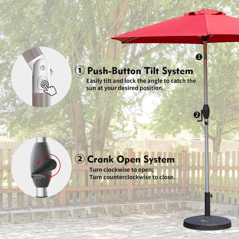 MONDAWE 7.5FT Patio Umbrella, Outdoor Table Umbrella with Push Button Tilt and Crank, UV Protection Waterproof Market Sun Umbrella with 8 Sturdy Ribs for Garden, Deck, Backyard, Pool