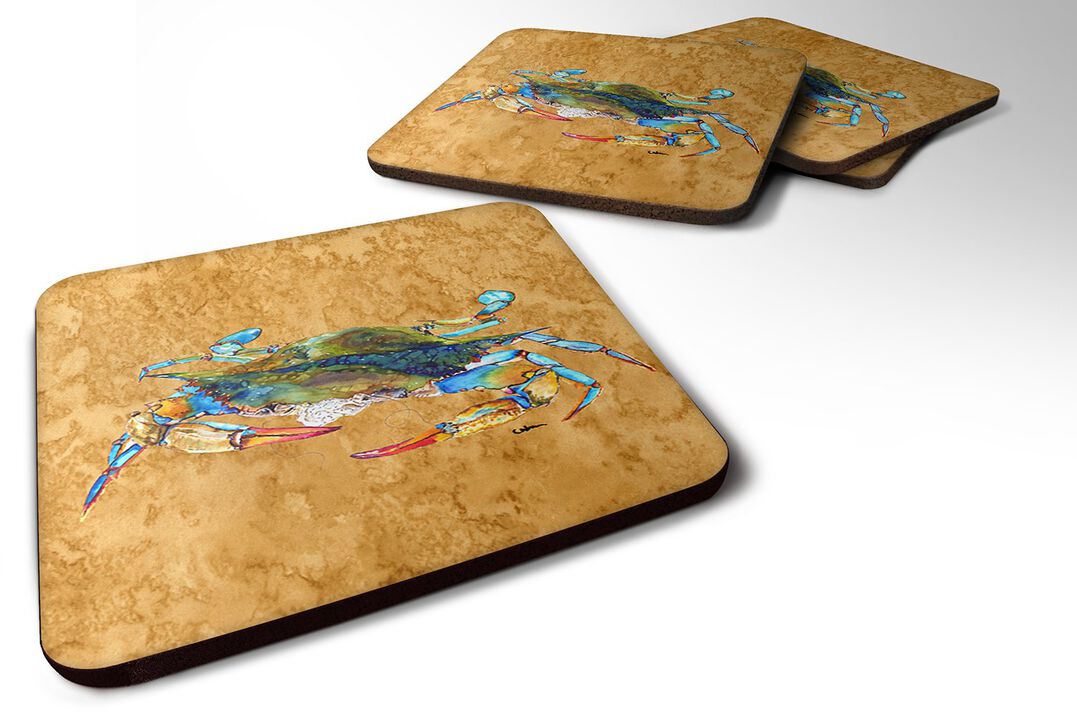 Caroline's Treasures 8655FC Crab Foam Coasters (Set of 4), 3.5 H x 3.5 W, Multicolor