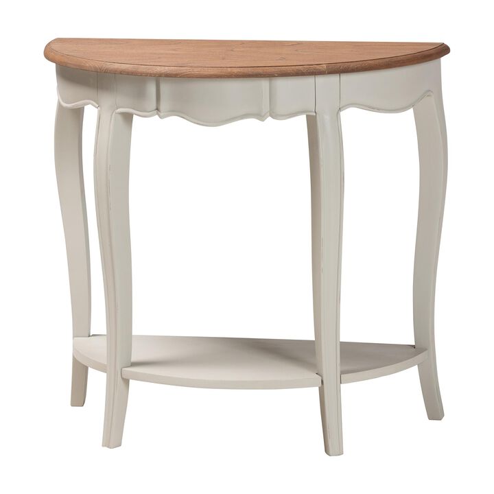 Baxton Studio Cordelia Country Cottage Farmhouse Greyish Beige Console Table