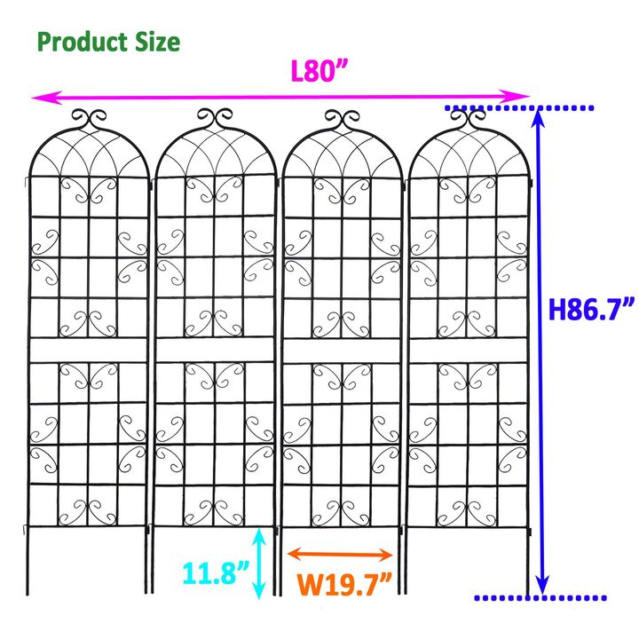 Sturdy Metal Garden Trellis, 4-Pack Rustproof Plant Support for Vines & Flowers