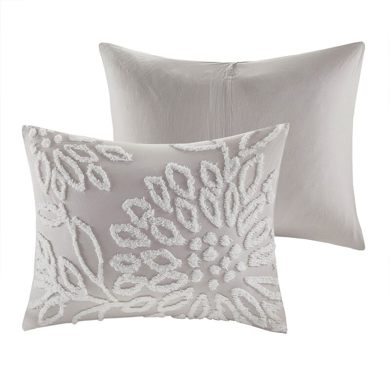 Gracie Mills Anita 3-Piece Tufted Cotton Chenille Floral Duvet Cover Set