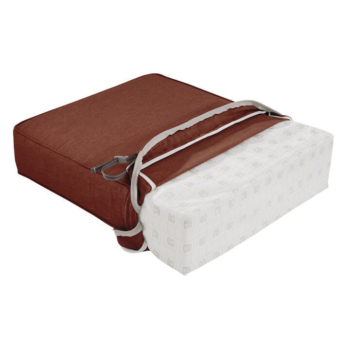 Classic Accessories Montlake FadeSafe Water-Resistant 25 x 25 x 5 Inch Outdoor Chair Cushion, Heather Henna Red, Outdoor Chair Cushions, Patio Chair Cushions, Patio Cushions