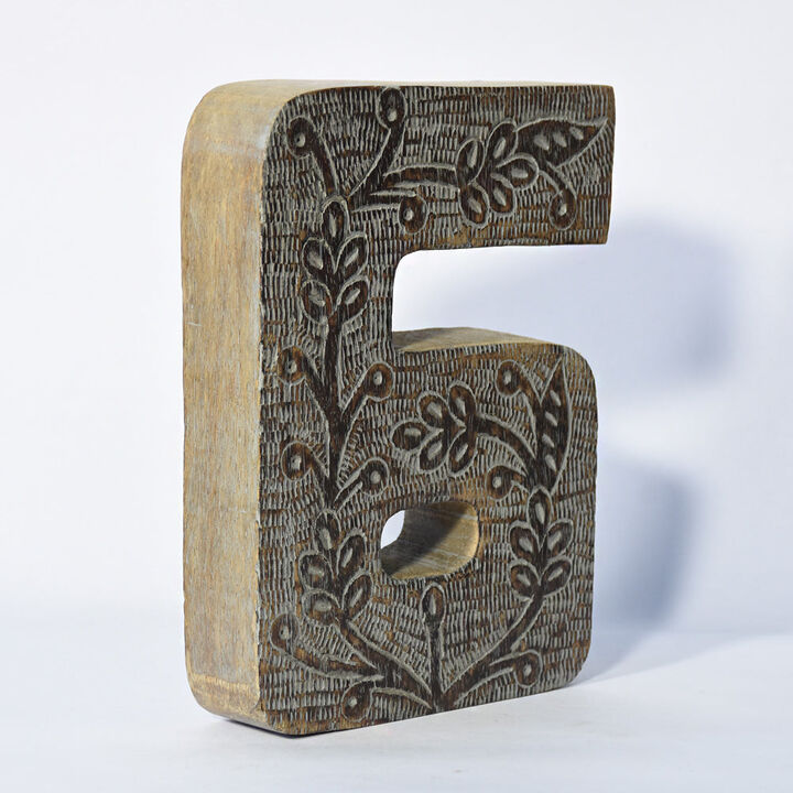 Vintage Gray Handmade Eco-Friendly "6" Numeric Number For Wall Mount & Table Top D�cor