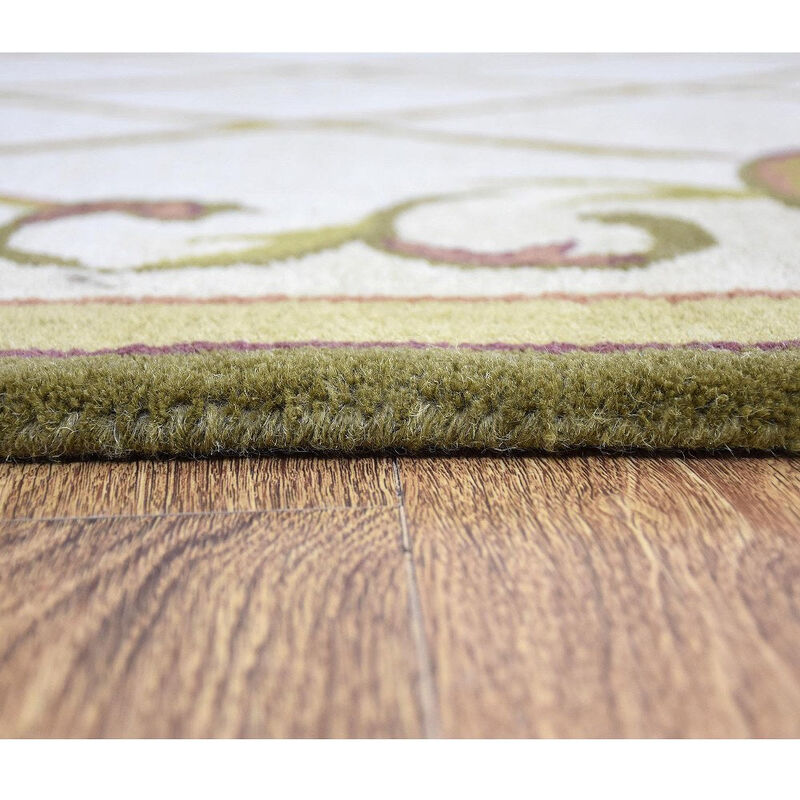 RUGSOTIC CARPETS HAND TUFTED WOOL ECO-FRIENDLY AREA RUGS  - 5'x7'6'', Rectangle Shape, Cream, Floral Modern Design, High Pile Thick Handmade Anti Skid Area Rugs for Living Room, Bed Room (K03160)
