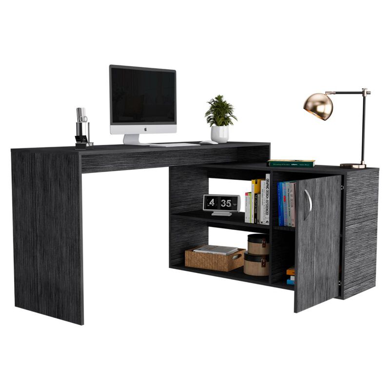 L-Shaped Desk Desti, Office, Smoky Oak