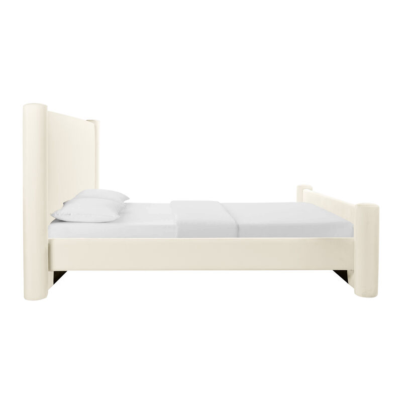 Athara Cream Velvet Full Bed