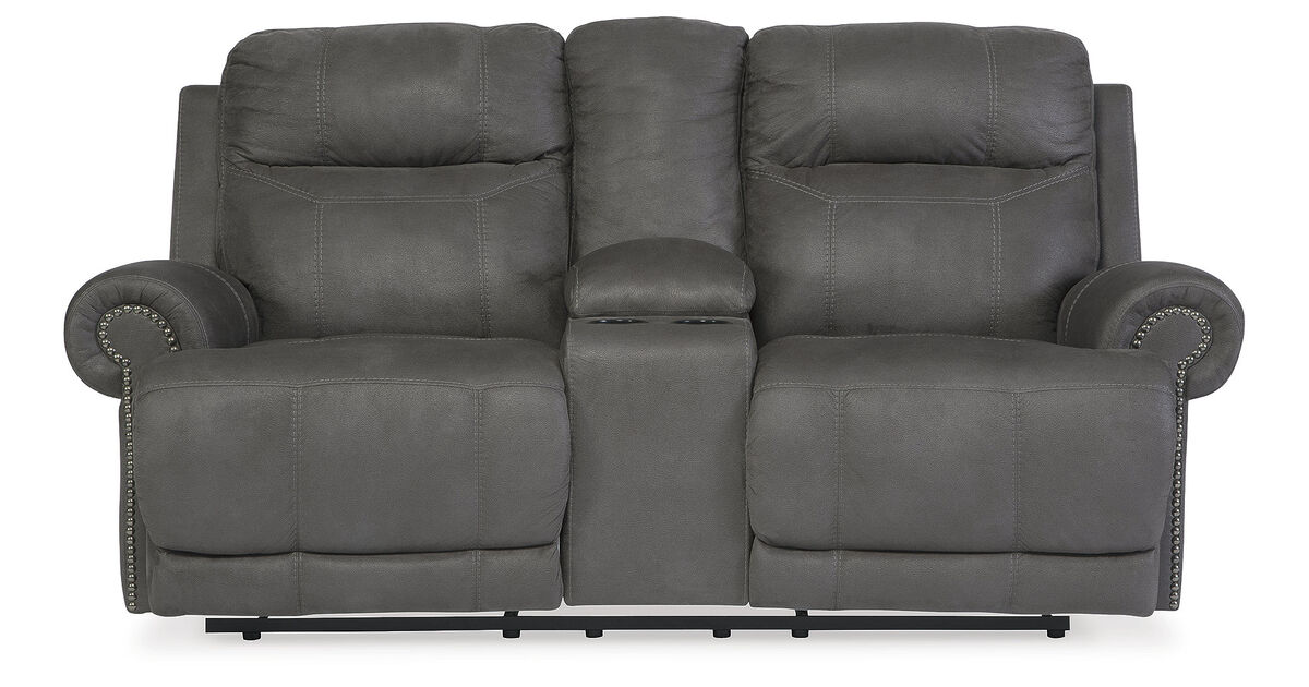 Austere Reclining Loveseat W/Console