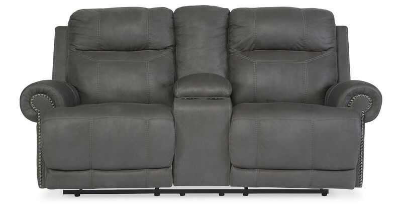 Austere Reclining Loveseat W/Console