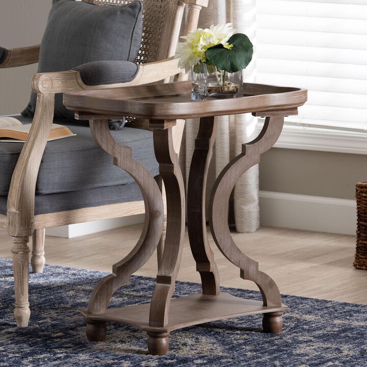 Baxton Studio Yannick French Country Antique Brown Wood End Table